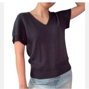 NWT Joie Sz XS Fantastic 100% Cotton Dark Gray Sweater Short Sleeve